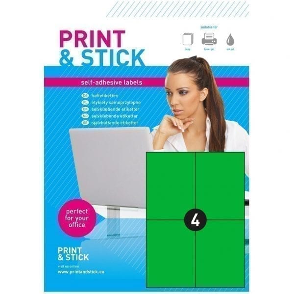 Etykiety samoprzylepne arkusze A4 fluoro zielone 4x 105x148mm