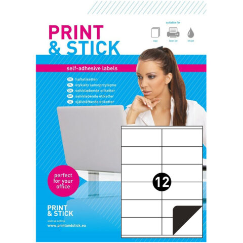 Selbstklebende Etiketten auf DIN A4 Bogen, Opaque, 12x 105x48mm